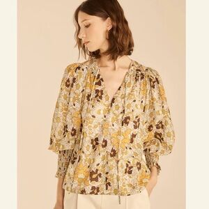 NWT Rebecca Taylor “Passion Flower” Printed Puff Sleeve Blouse - New New New